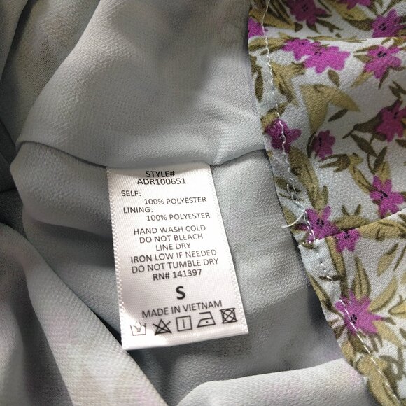 ASTR The Label Women's Small Shirred Floral Ruffle Mini Dress Short Puff Sleeve - Picture 3 of 7